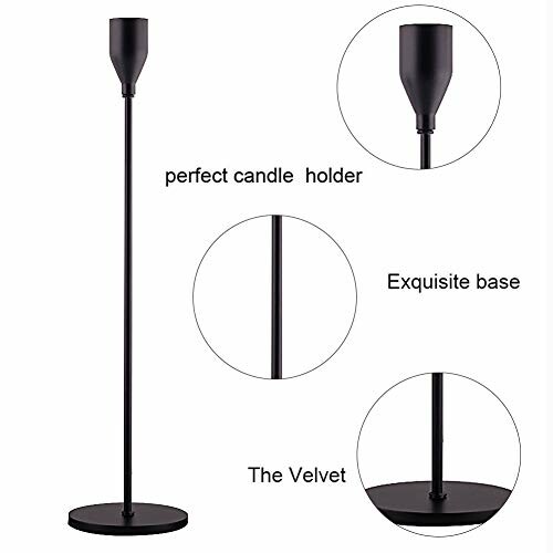 Black metal candle holder with a sleek design and round base.