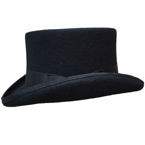 Black top hat with ribbon