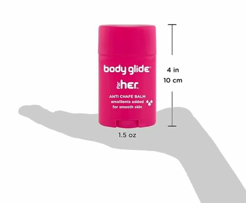 Body Glide For Her anti chafe balm stick on hand, 1.5 oz, pink packaging