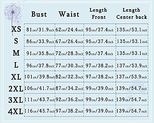 Size chart with measurements for bust, waist, length front, and length center back.