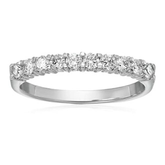 A diamond eternity ring with a row of sparkling stones.