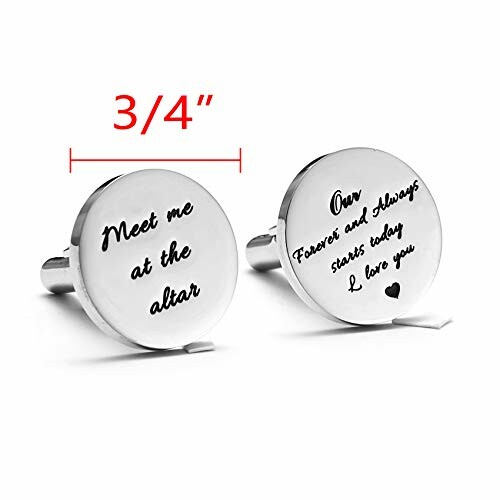 Engraved silver cufflinks with wedding messages