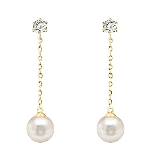 Gold drop earrings with pearls and diamonds.