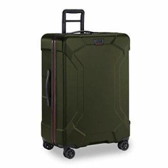 Green hardshell suitcase with wheels and telescopic handle