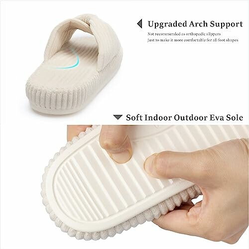 Orthopedic slippers with upgraded arch support and soft EVA sole.