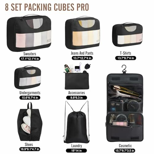 Veken 8 Set Packing Cubes