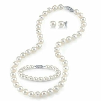 Pearl Source 14K Gold Pearl Jewelry Set