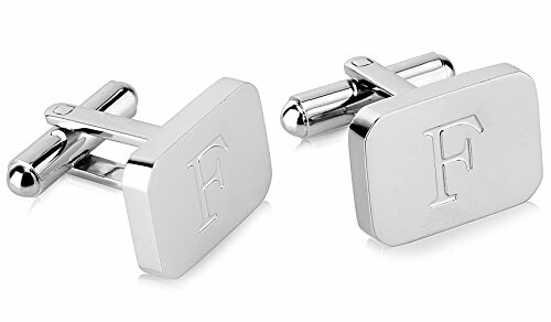 Silver cufflinks with engraved letter F