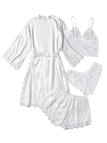 WDIRARA Women's Silk Satin Pajamas Set