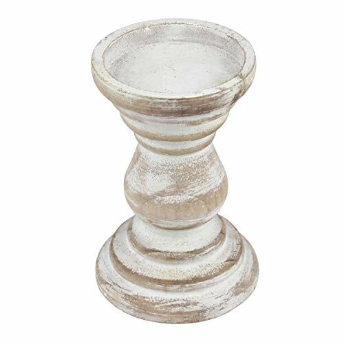 Rustic wooden candle holder with a distressed finish